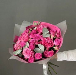 Дуобукет пионовидных роз Pink, размер S