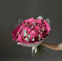 Дуобукет пионовидных роз Pink, размер L